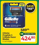 Gillette Proglide 5 5-Blade Razor Blades 4 Cartridges