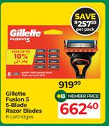 Gillette Fusion 5 5-Blade Razor Blades 8 Cartridges