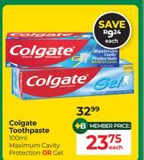 Colgate Toothpaste Maximum Cavity Protection Or Gel-100ml Each