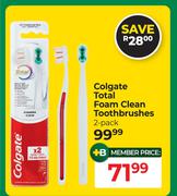 Colgate Total Foam Clean Toothbrushes 2 Pack