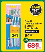 Oral-B Delicate White 3 Effect Toothbrush Value Pack-Per Pack
