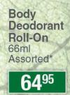 Nature's Nourishment Body Deodorant Roll On Assorted-66ml