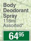 Nature's Nourishment Body Deodorant Spray Assorted-118ml