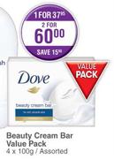 Dove Beauty Cream Bar Value Pack Assorted-4x100g Each