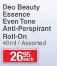 Nivea Deo Beauty Essense Even Tone Anti Perspirant Roll-On Assorted-40ml Each