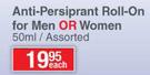 Nivea & Nivea Men Anti Perspirant Roll On For Men Or Women Assorted-50ml Each