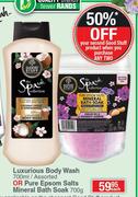 Spaaah Luxurious Body Wash Assorted 700ml Or Pure Epsom Salts Mineral Bath Soak 700g-Each