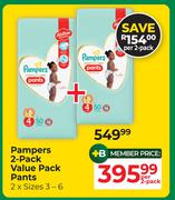 Pampers 2 Pack Value Pack Pants 2 x Sizes 3-6-Per 2 Pack