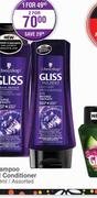 Schwarzkopf Gliss Shampoo Or Conditioner Assorted-2x250ml