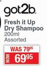 Schwarzkopf Got2b Fresh It Up Dry Shampoo Assorted-200ml