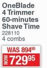 Philips One Blade 4 Trimmer 60 Minutes Shave Time (4 Combs) 228110