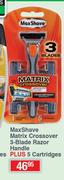 Max Shave Matrix Crossover 3 Blade Razor Handle Plus 5 Cartridges