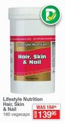 Lifestyle Nutrition Hair, Skin & Nail-180 Vegecapes