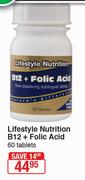 Lifestyle Nutrition B12 + Folic Acid 60 tablets