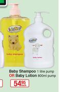 Baby Things Baby Shampoo Pump-1Ltr Or Baby Lotion Pump-800ml Each