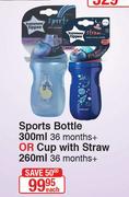 Tommee Tippee Sports Bottle 36 Months Plus -300ml Or Cup With Straw 36 Months Plus-260ml Each