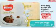 Huggies New Baby Extra Care Nappies Size 1/42 Pack-Per Pack