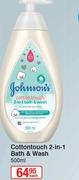 Johnson's Cottontouch 2-in-1 Bath & Wash-500ml Each
