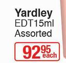 Yardley EDT 15ml Assorted-Each