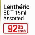 Lentheric EDT 15ml Assorted-Each