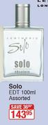 Lentheric Solo EDT 100ml Assorted