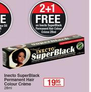 Inecto Super Black Permanent Hair Colour Creme- 28ml Each