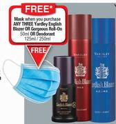 Yardley English Blazer Roll On Assorted-50ml