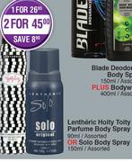 Lentheric Hoity Toity Parfume Body Spray 90ml Assorted Or Solo  Body Spray 150ml Each