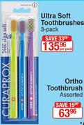 Curaprox Ultra Soft Toothbrushes 3 Pack-Per Pack