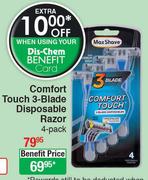 Max Shave Comfort Touch 3 Blade Disposable Razor 4 Pack
