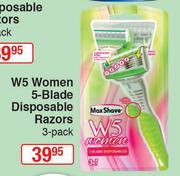 Max Shave W5 Women 5 Blade Disposable Razors 3 Pack