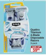 Schick Quattro Titanium 4 Blade Disposable Razors 3 Pack