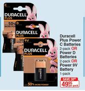 Duracell Plus Power C Batteries 2Pack Or Power D Batteries 2Pack Or Power 9V Battery 1Pack-PerPack