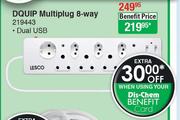 DQUIP Multiplug 8-Way Dual USB 219443