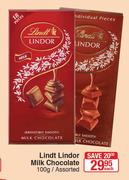 Lindt Lindor Milk Chocolate Assorted-100g Each