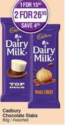 Cadbury Chocolate Slabs Assorted-80g Each
