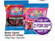 Mister Sweet Gums Or Jellies Assorted-100g/125g Each