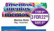 Mentos Rolls Assorted-38g Each