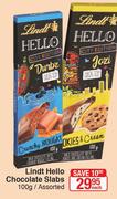 Lindt Hello Chcocolate Slabs Assorted-100g Each