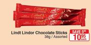 Lindt Lindor Chocolate Sticks Assorted-38g Each