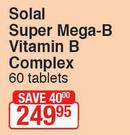 Solal Super Mega-B Vitamin B Complex-60 Tablets