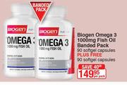Biogen Omega 3 1000mg Fish Oil Banded Pack-90 Softgel Capsules + 90 Softgel Capsules Per Pack