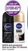 Nivea Anti-Perspirant Roll On For Men Or Women 50ml Assorted-For 3