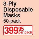 3-Ply Disposable Masks 50's Pack-Per Pack