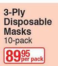 3-Ply Disposable Masks 10's Pack-Per Pack