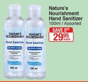 Nature's Nourishment Hand Sanitizer Assorted-100ml Each