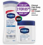 Vaseline Clinical Care Body Lotion Or Cream Assorted-400ml Each