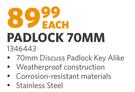 Padlock 70mm 1346443