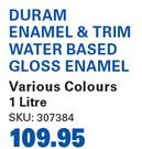 Duram Enamel & Trim Water Based Gloss Enamel-1Ltr