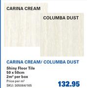 Carina Cream/Columba Dust Shiny Floor Tile 50 x 50cm-Per Sqm